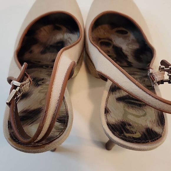 Sam Edelman Novato Slingback Heel Pumps Canvas Sand Jute Wrapped Women Sz 8.5M - Picture 14 of 15